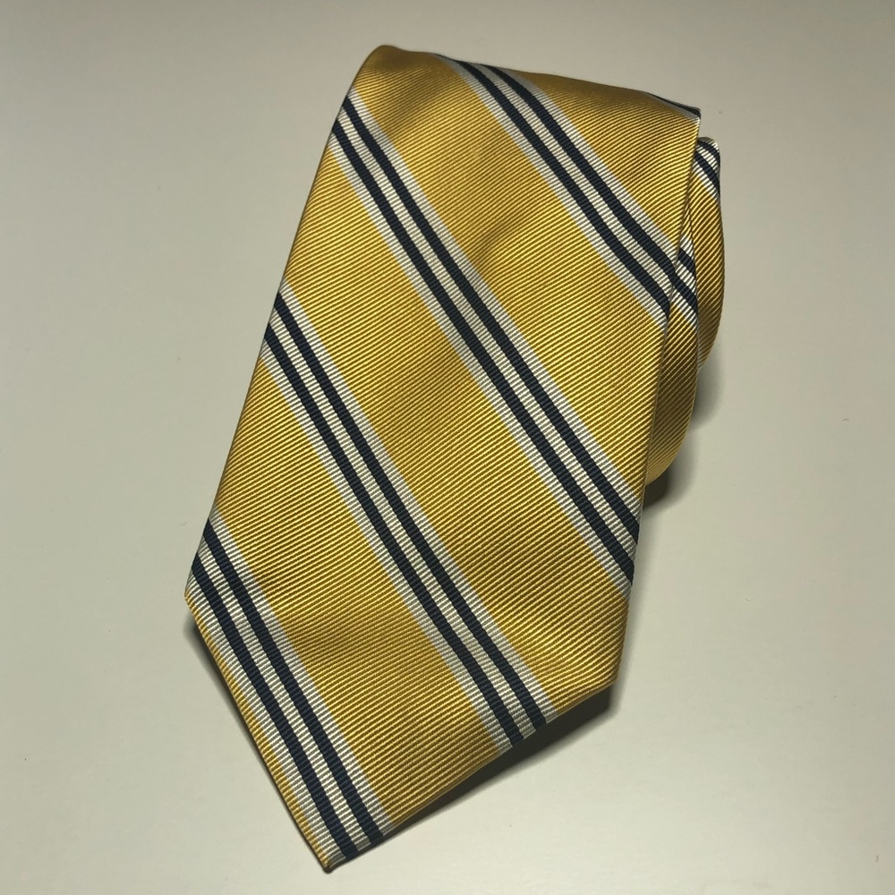 ROOSTER Silk Yellow Diagonal Striped Mens Tie